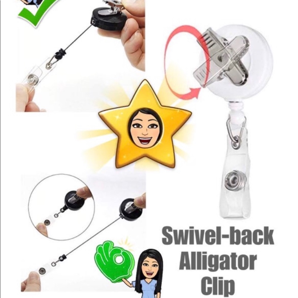 💠Swarovski ID Badge Reels - Retractable Face Mask Clip - Picture 4 of 7